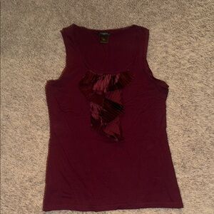 Ann Taylor Red Ruffled Sleeveless Tank Top